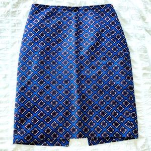 Express Blue Diamond Print Pencil Skirt